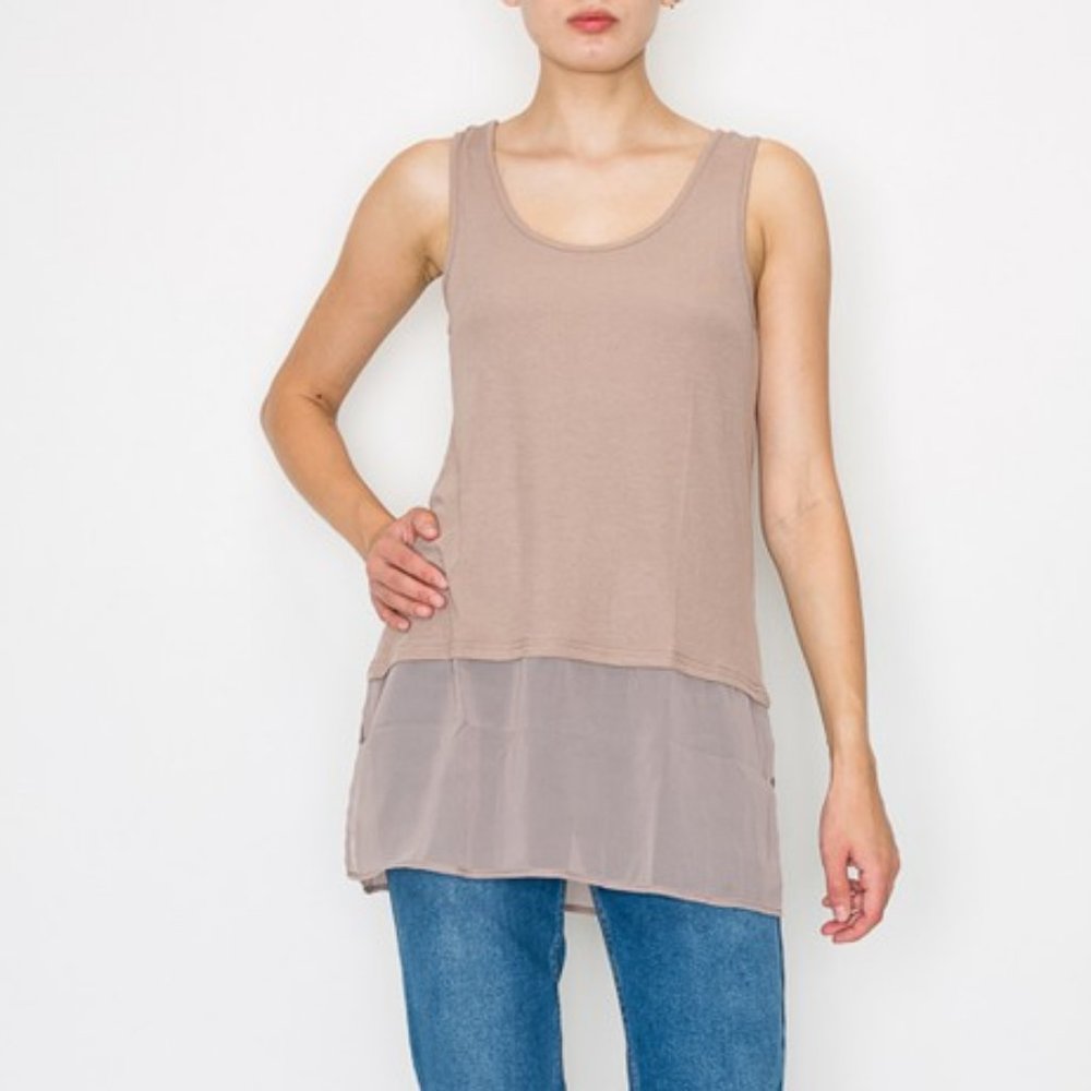 NEW ORIGAMI under garment tank top tunic CAMI shirt black ivory beige navy SM-2X - Picture 7 of 7